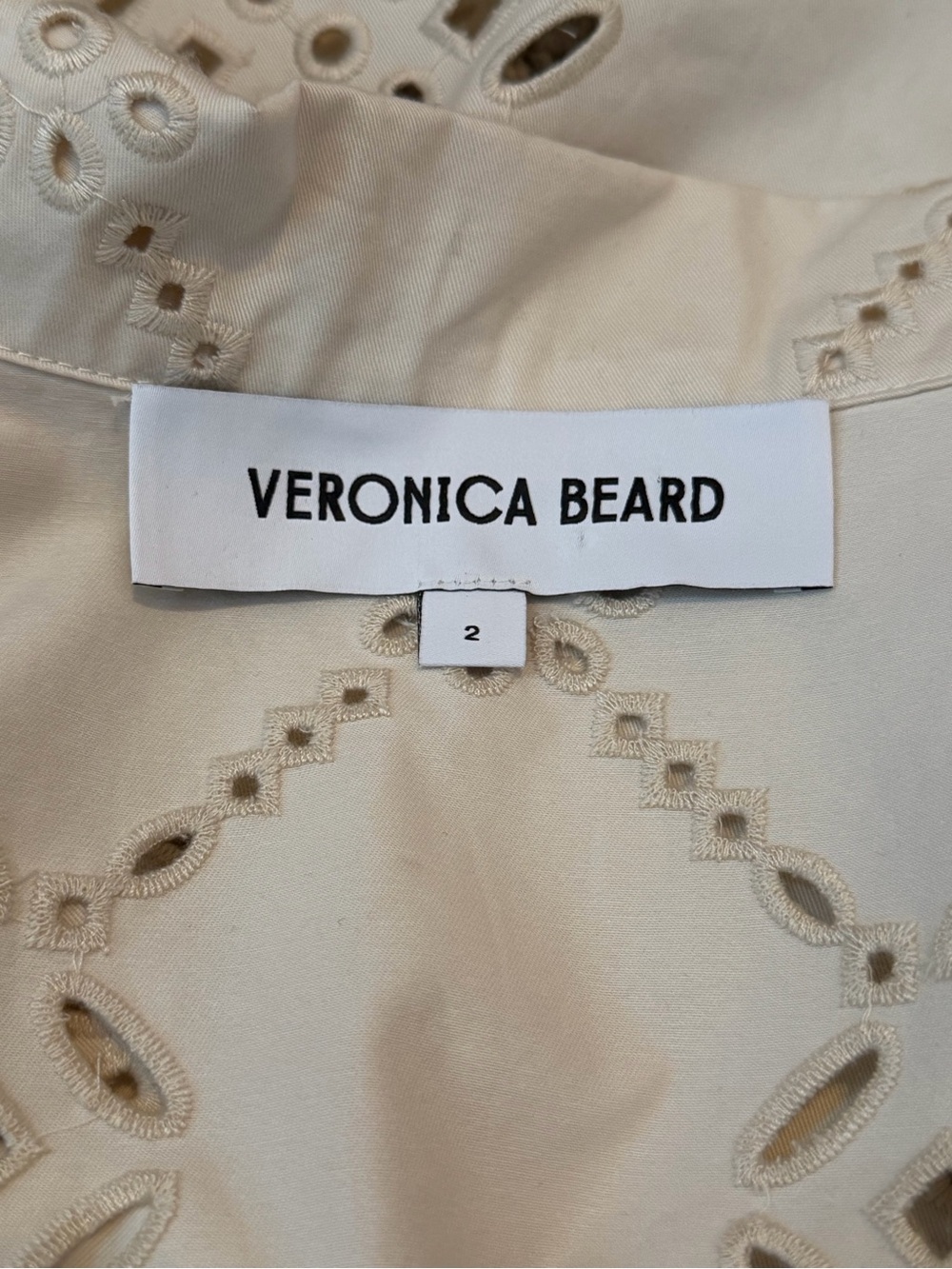Veronica Beard Adelaide Eyelet Jacket Ecru Cotton Scalloped Cropped Size 2 - Picture 7 of 7